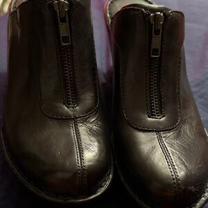 Born Black Leather Zipper Mules